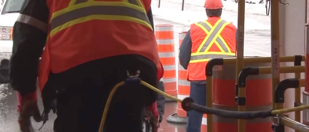 Employee inside truck