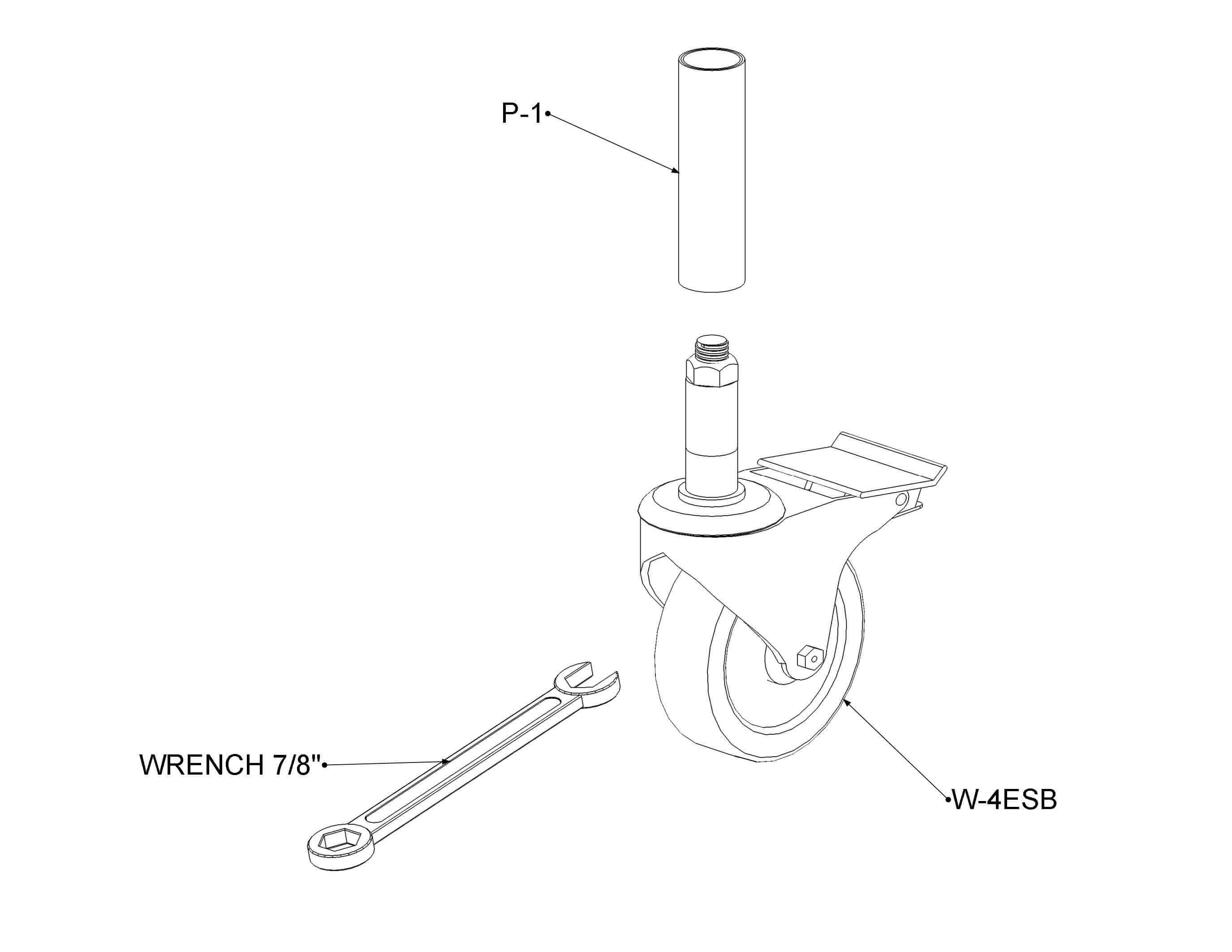 4 inch swivel stem mount caster with brake Modular Material