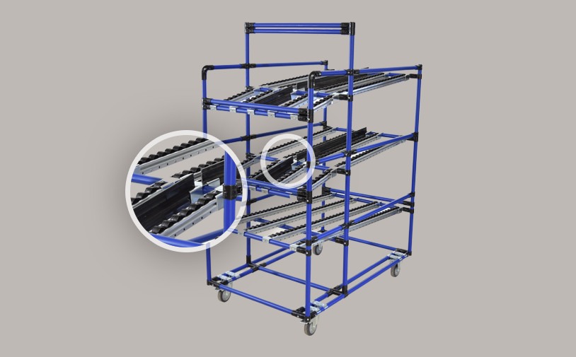 Central plastic box guide for standard conveyors