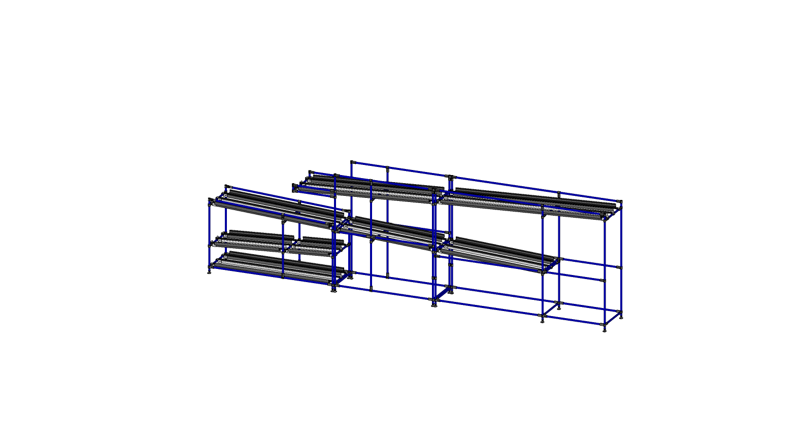 Étagère à gravité 3 étages -  228'' de longueur
