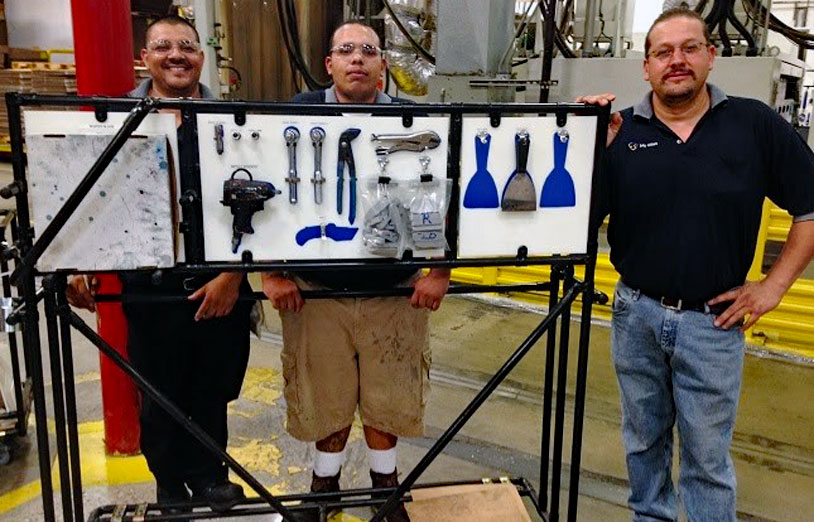 Employees are showing their simple and resourceful self-constructed Shadow Board