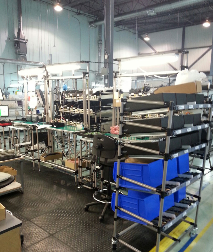 Lean assembly line with kitting carts