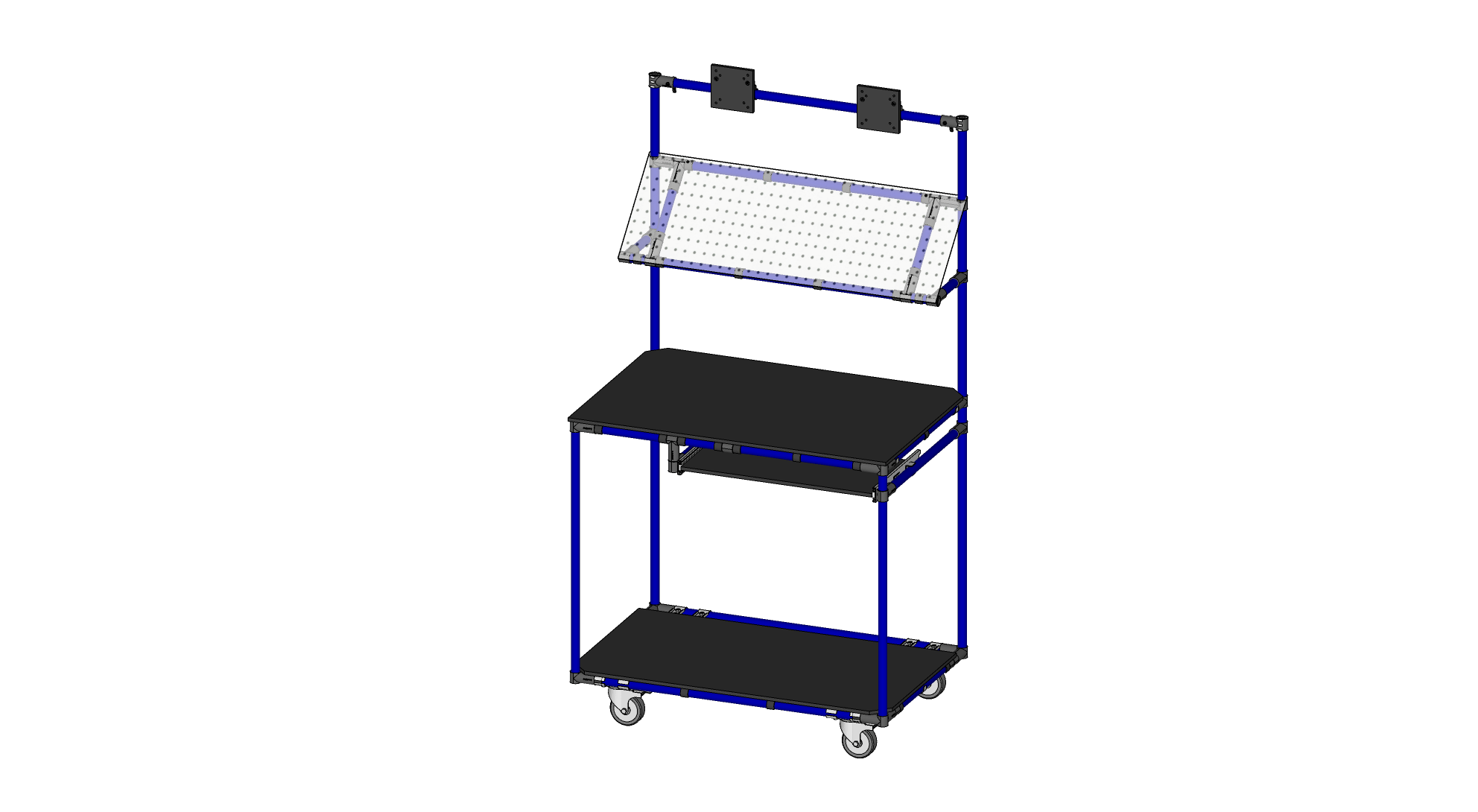 Mobile Workstation with Computer & Pegboard