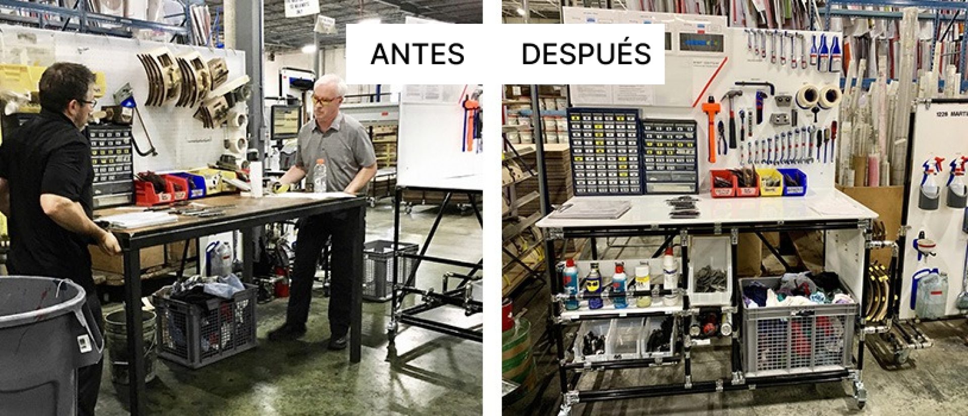 Ejemplos de mejoras Kaizen en la fábrica antes y después Flexpipe