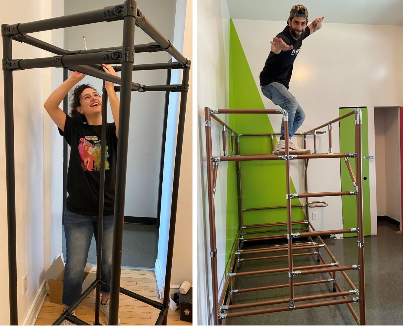 Architecture Sans Frontières Québec et Flexpipe assemblent les structures pour l'organisme En Marge 12-17