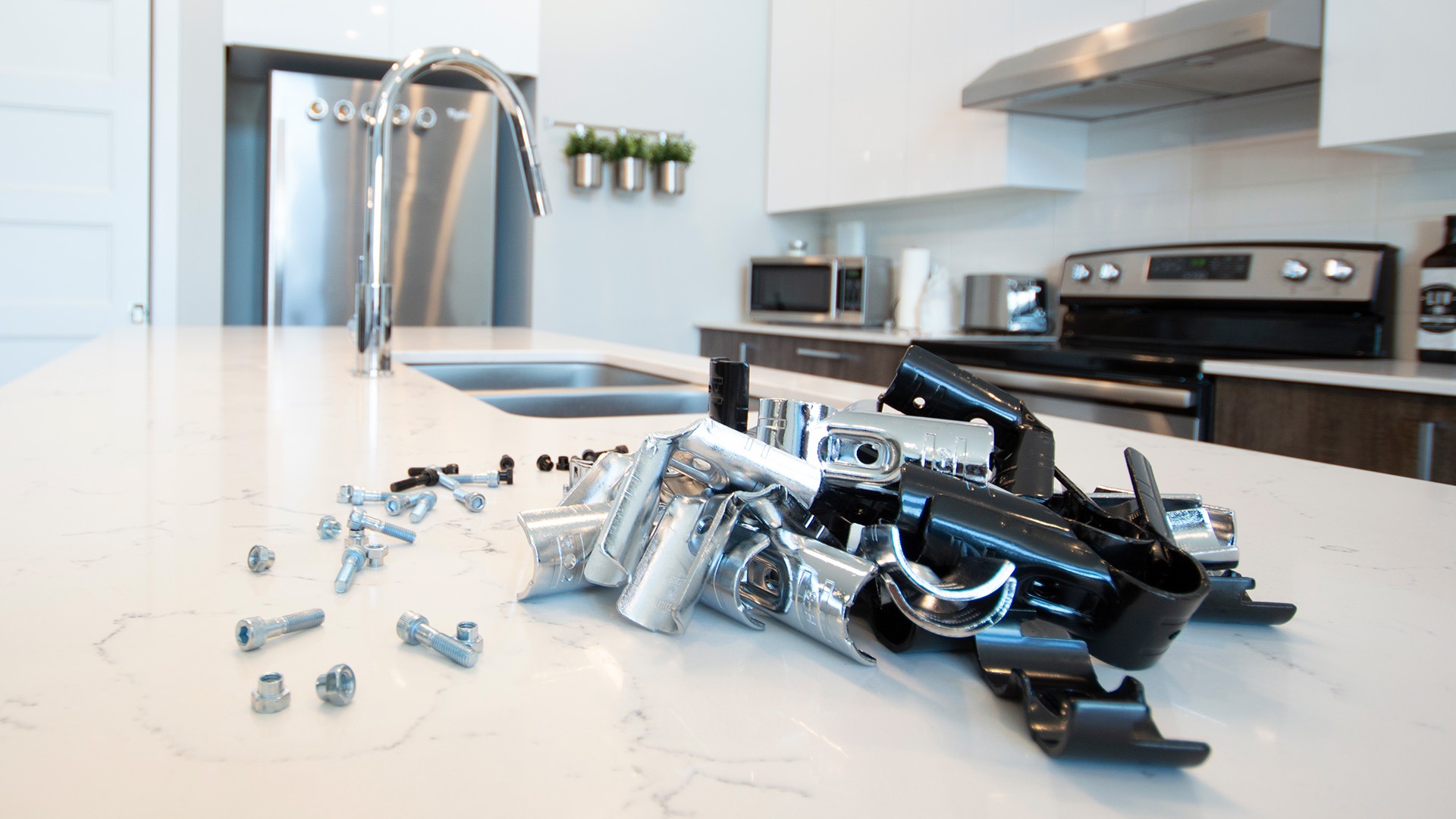 Choose Your Materials: Parts on the counter