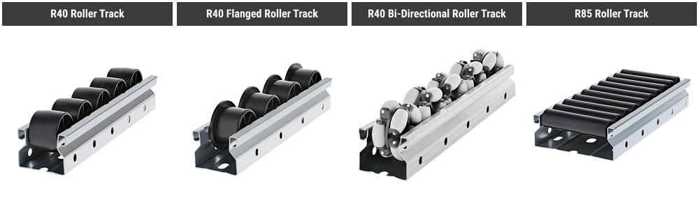The lineup of R40 roller tracks allows for the perfect customized solution for any gravity-fed FIFO (First-In, First-Out) flow rack, picking cart, line-side replenishment rack, or other material handling structure.