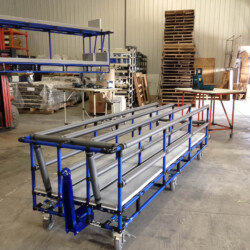 Cart with protective foam to transport sensible parts