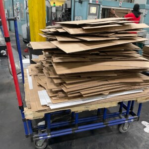 Cart for stacking cardboard debris.