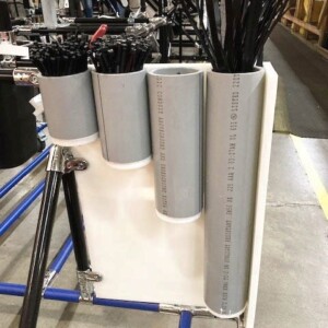 Tie wrap organizer for modular workstation, providing efficient storage for various sizes of tie wraps in a 5S industrial workspace